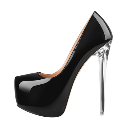 Pointed Toe Platform Clear Heel Stiletto Pumps | Onlymaker Smart Buy