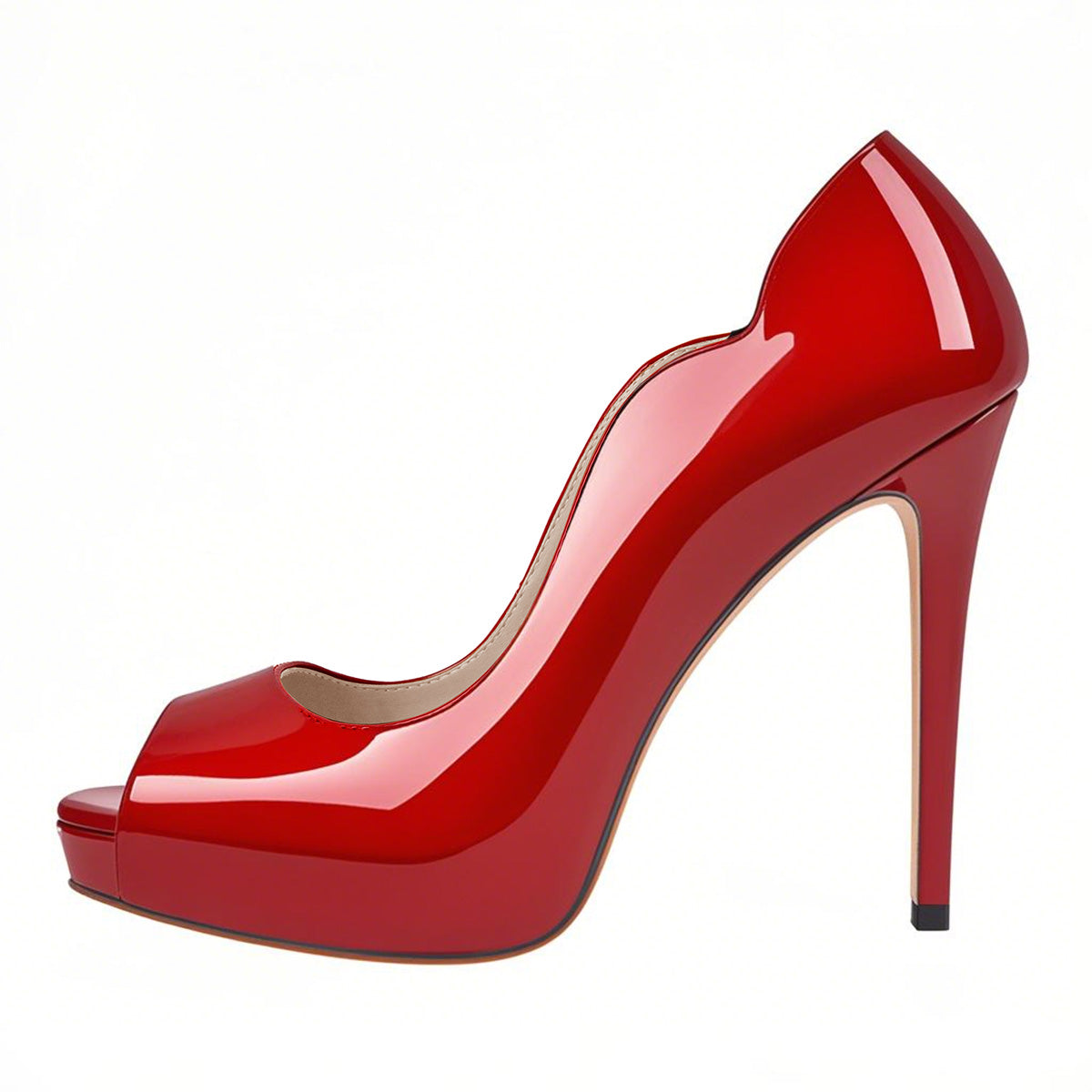 Peep Toe Platform Patent Leather High Heels | Onlymaker Discount