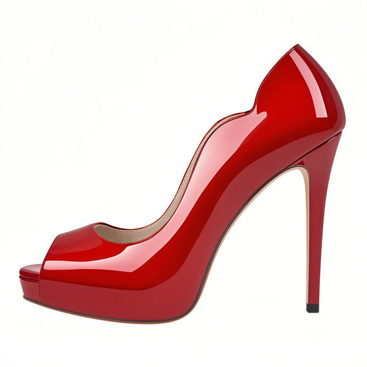 Peep Toe Platform Patent Leather High Heels | Onlymaker Discount