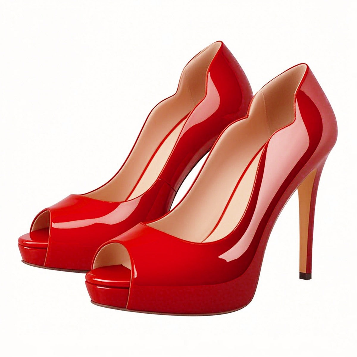 Peep Toe Platform Patent Leather High Heels | Onlymaker Discount