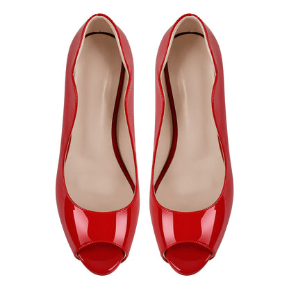 Peep Toe Platform Patent Leather High Heels | Onlymaker Discount