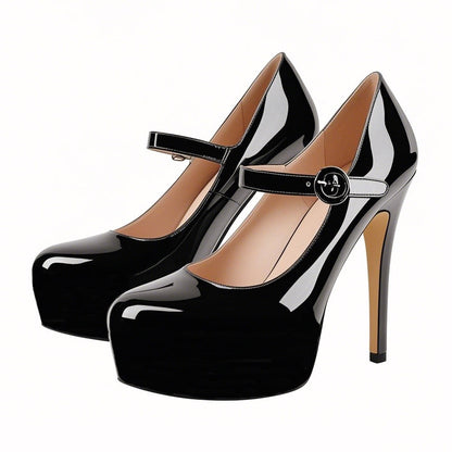 Platform Patent Leather Mary Jane High Heels | Onlymaker Premium