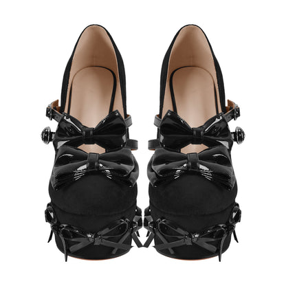Bow Platform Suede Mary Jane High Heels | Onlymaker Discount