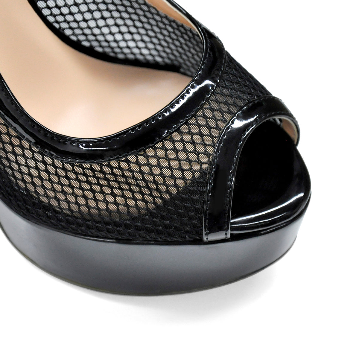Peep Toe Platform Mesh Buckle Stiletto Pumps | Onlymaker Discount