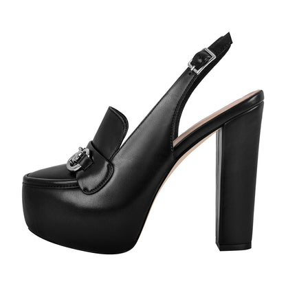 Round Toe Platform Slingback Chunky Heels | Onlymaker Smart Buy