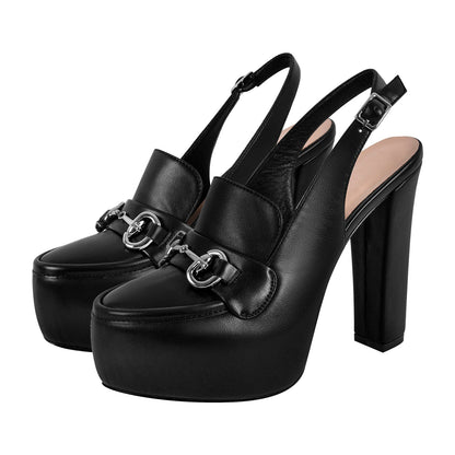 Round Toe Platform Slingback Chunky Heels | Onlymaker Smart Buy