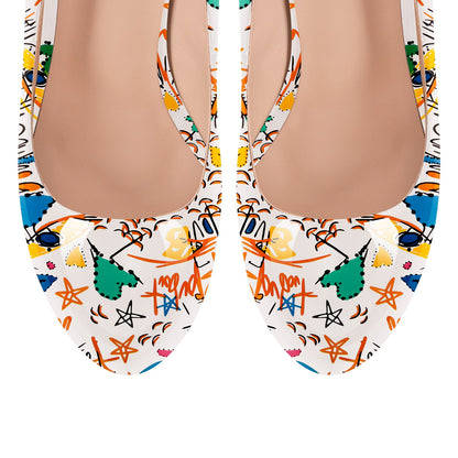 Graffiti Colorful Round Toe Platform Stiletto Pumps | Onlymaker Best Price