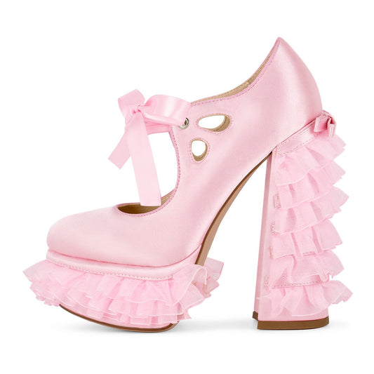 Lace Mesh Platform Mary Jane High Heels | Onlymaker Signature