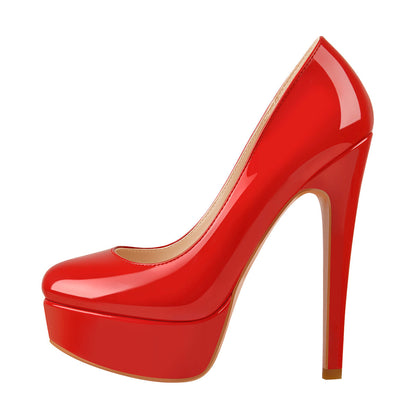 Patent Leather Round Toe Platform High Heels | Onlymaker Great Value