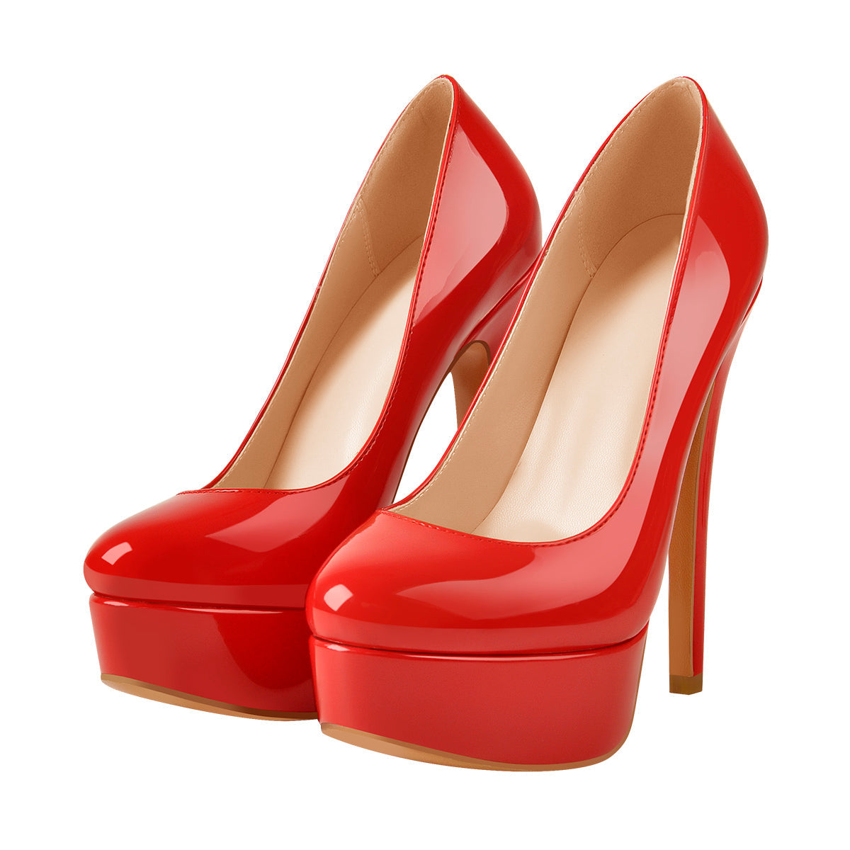 Patent Leather Round Toe Platform High Heels | Onlymaker Great Value