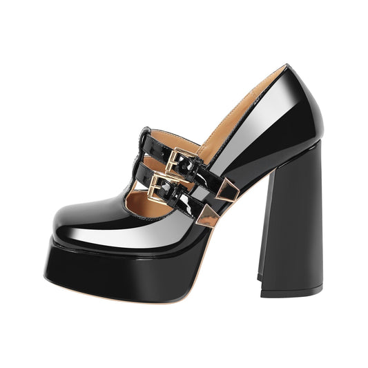 Chunky Heel Straps Mary Jane Pumps | Onlymaker Classic