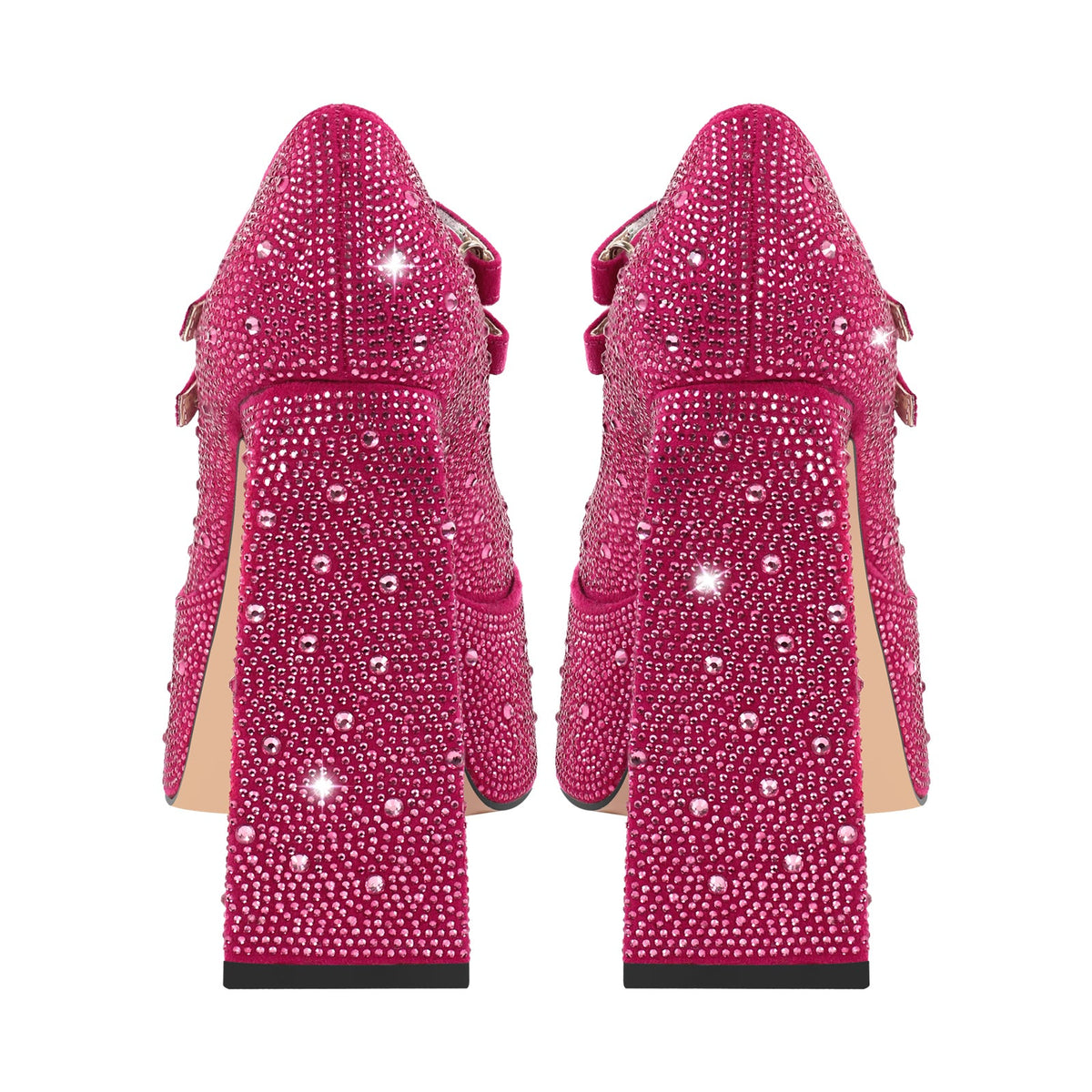 Platform Rhinestone Chunky Heel Mary Jane Pumps | Onlymaker Exclusive