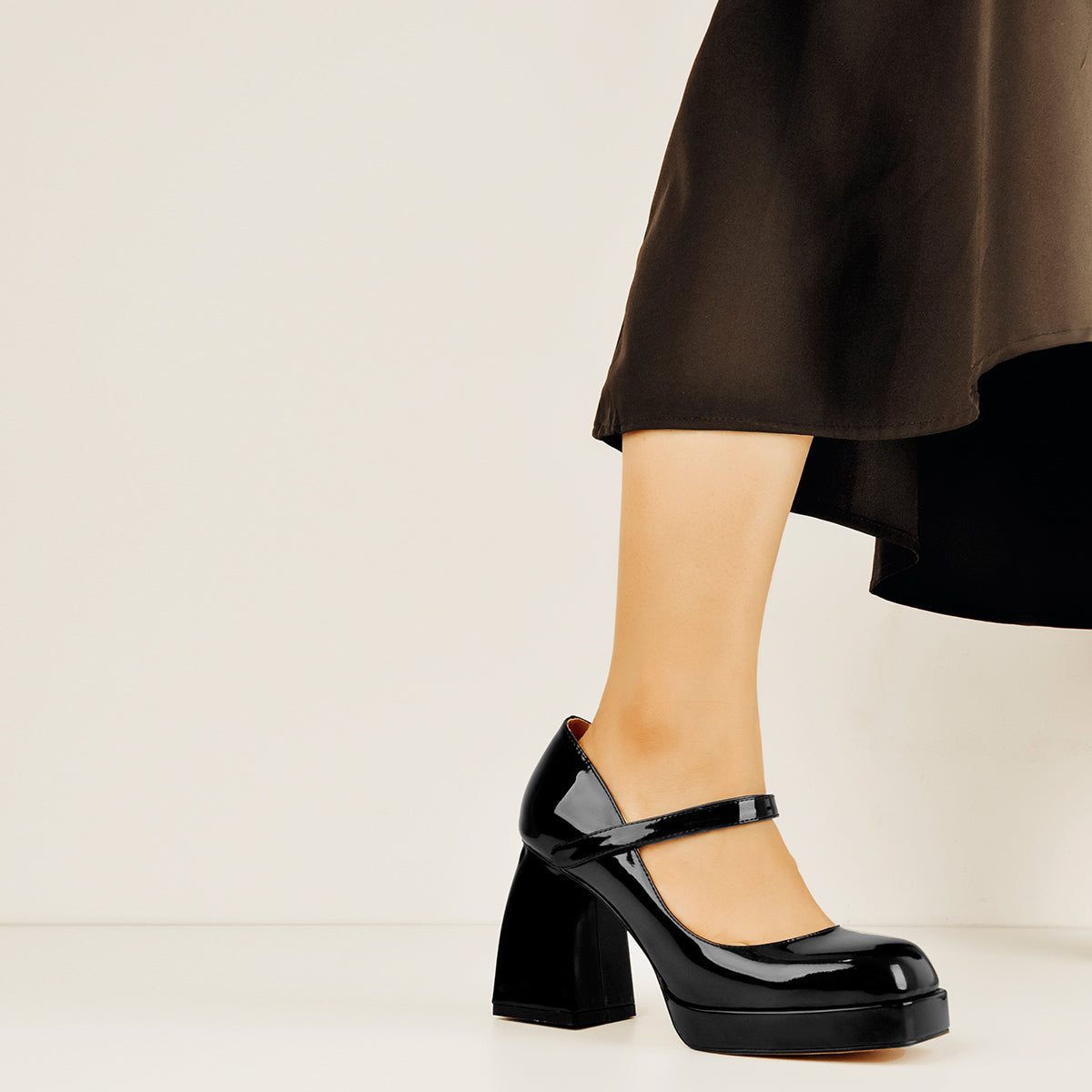 Mary Jane Square Platform Chunky Heels Pumps | Onlymaker Quality
