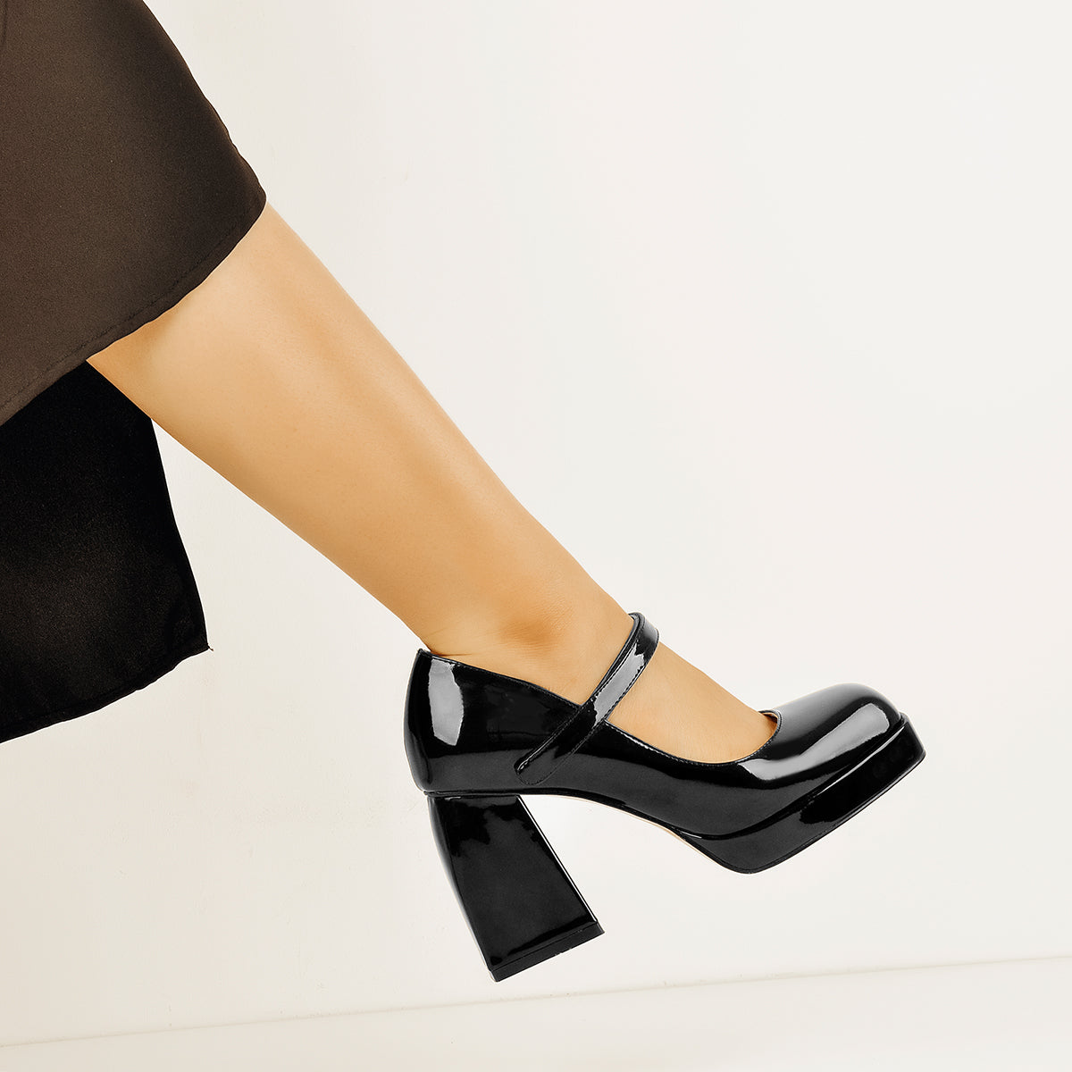 Mary Jane Square Platform Chunky Heels Pumps | Onlymaker Quality