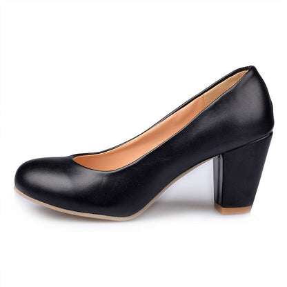 Daily Round Toe Chunky Heel Pumps | Onlymaker Trending