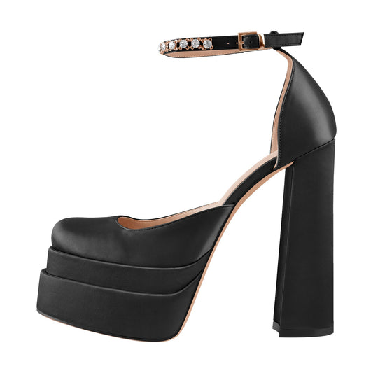 Silk-like Platform Chunky High Heels Pumps | Onlymaker Customer Favorite