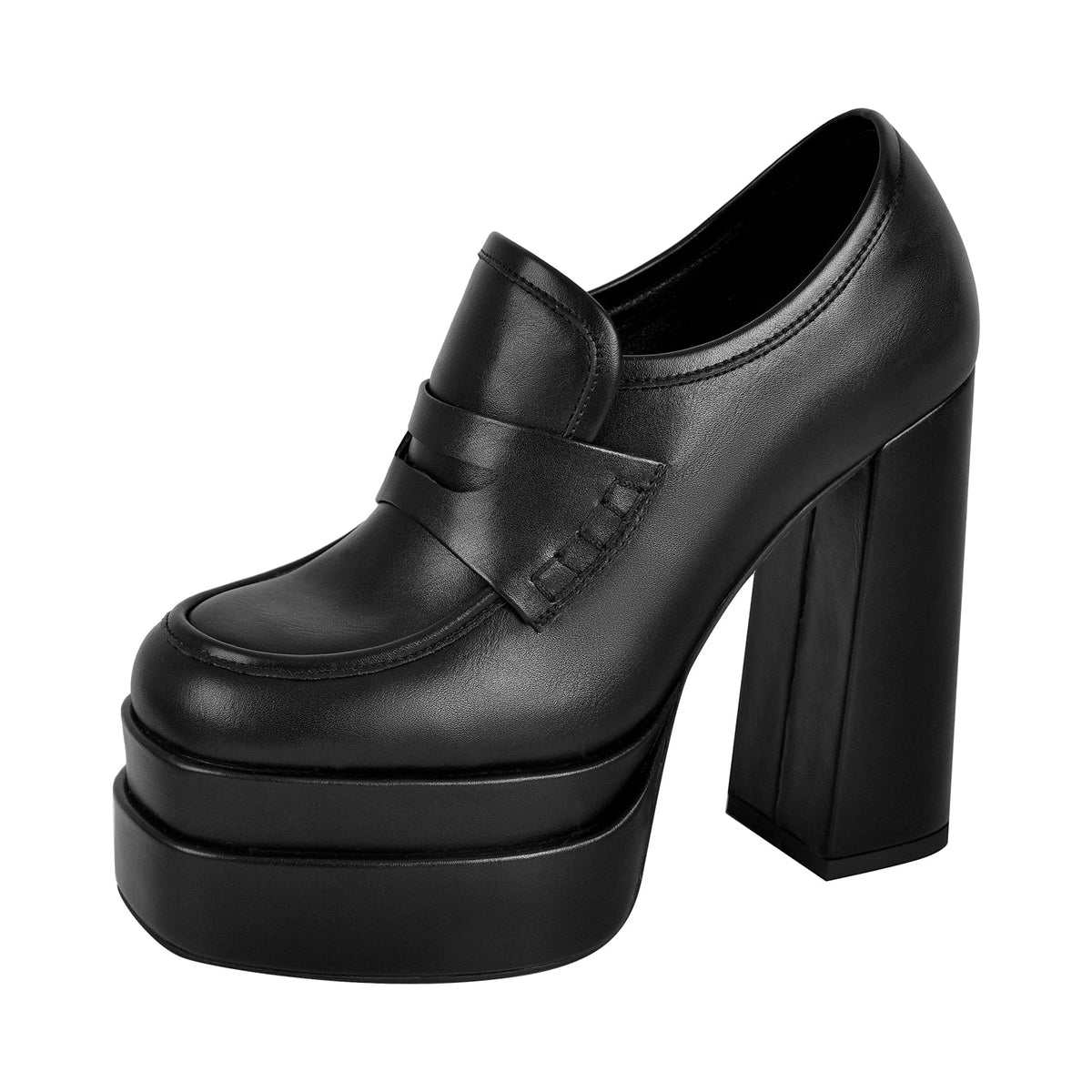 Double Platforms Chunky High Heel Loafers Pumps | Onlymaker Best Price