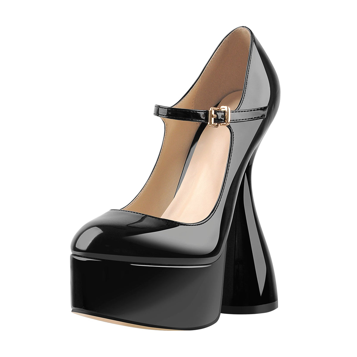 Round Toe Black Platform Disco Pumps | Onlymaker Best Price