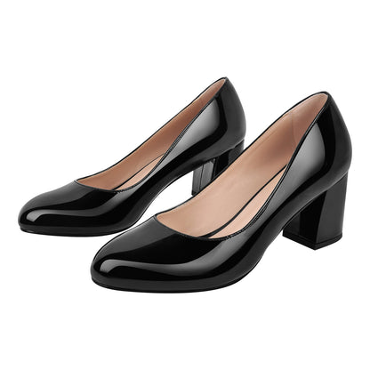 Round Toe Classic Chunky Heel Pumps | Onlymaker Customer Favorite