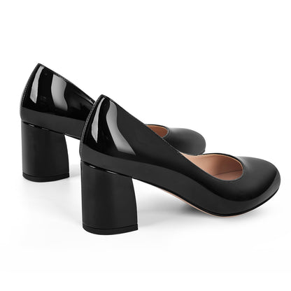 Round Toe Classic Chunky Heel Pumps | Onlymaker Customer Favorite