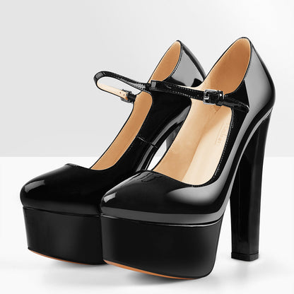 Mary Jane Round Toe Ankle Strap Platform Pumps | Onlymaker Hot Sale