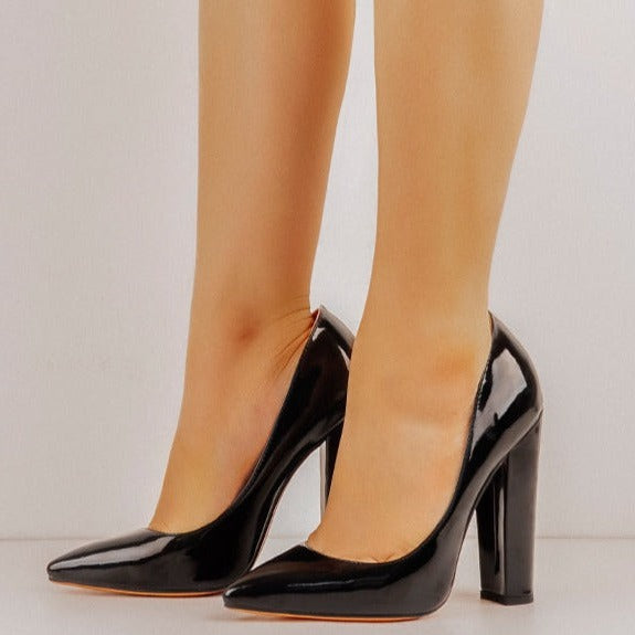 Elegant Classic Pointed Toe Chunky Heels Pumps | Onlymaker Premium