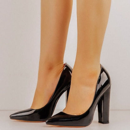 Elegant Classic Pointed Toe Chunky Heels Pumps | Onlymaker Premium