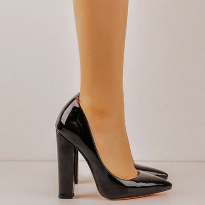 Elegant Classic Pointed Toe Chunky Heels Pumps | Onlymaker Premium