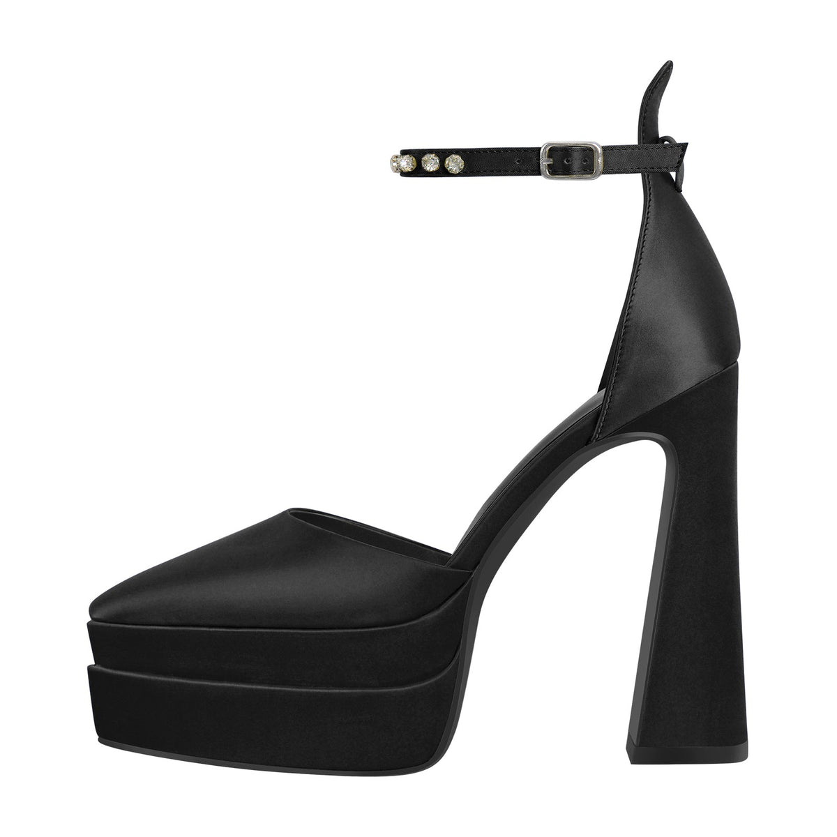 Double Platform Pointed Toe Chunky Heel Pumps | Onlymaker Great Value