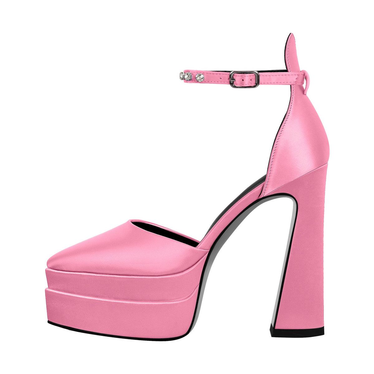 Double Platform Pointed Toe Chunky Heel Pumps | Onlymaker Great Value