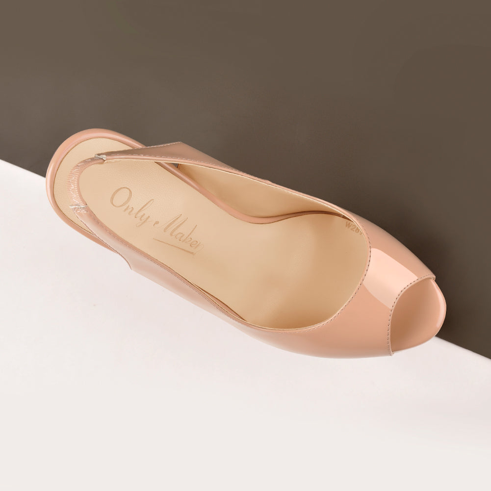 Pink Peep Toe Stiletto Pumps Slingbacks Platform High Heels | Onlymaker Popular