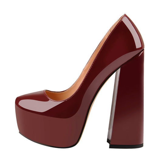 Platform Pointed Toe Chunky Square High Heels Pumps | Onlymaker Discount