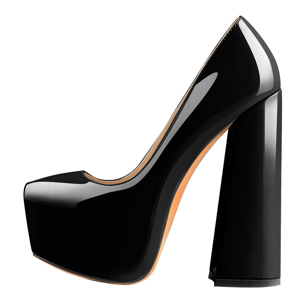 Platform Pointed Toe Chunky Square High Heels Pumps | Onlymaker Discount