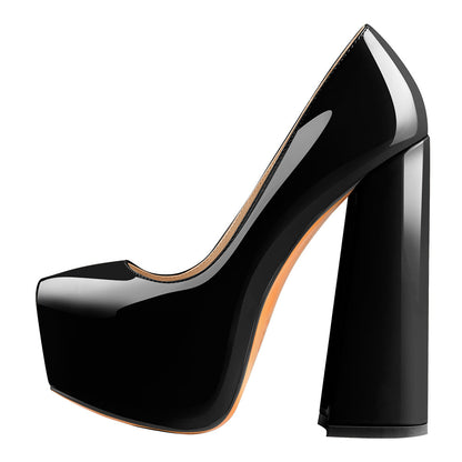 Platform Pointed Toe Chunky Square High Heels Pumps | Onlymaker Discount