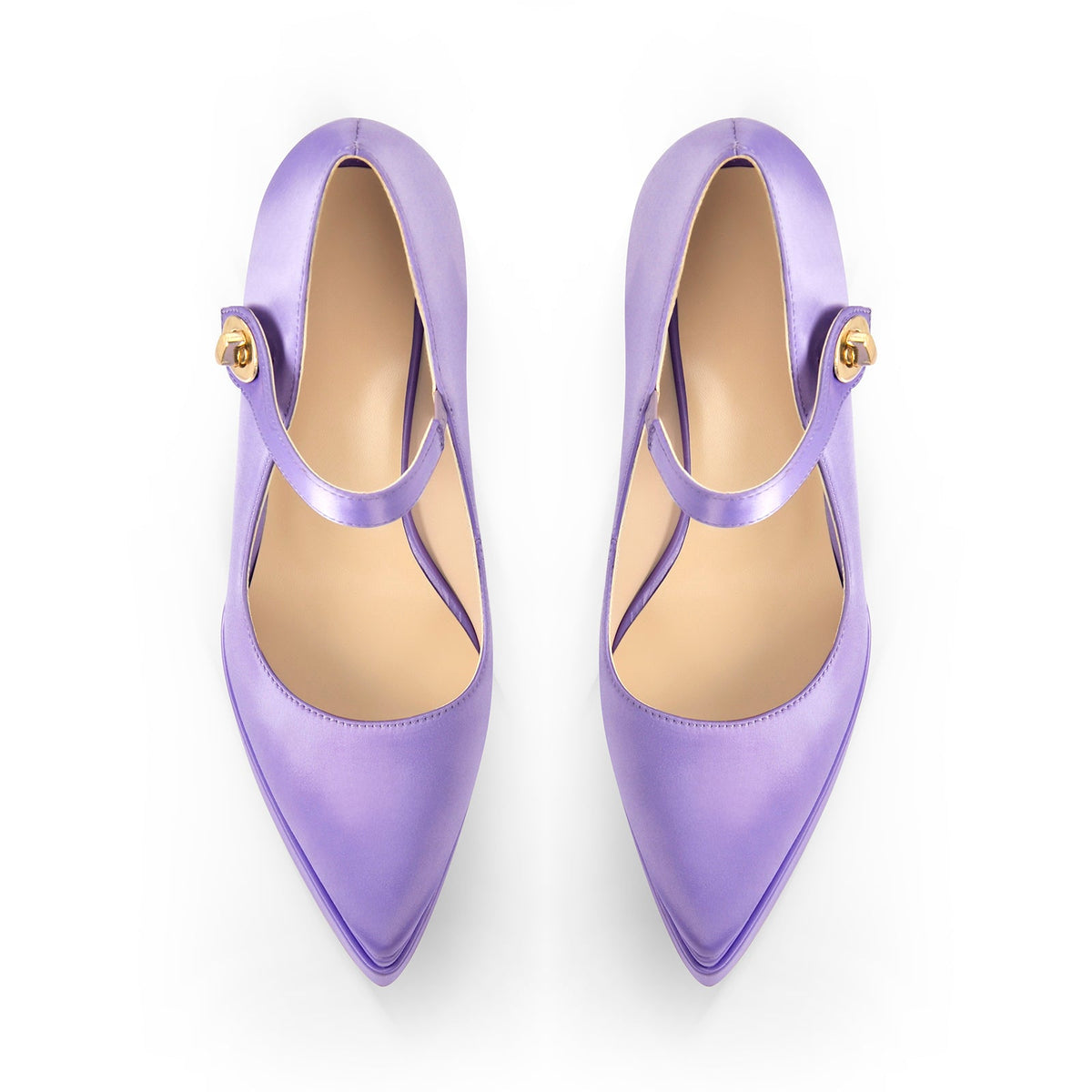 Pointed Toe Platform Satin Mary Jane Pumps | Onlymaker Exclusive
