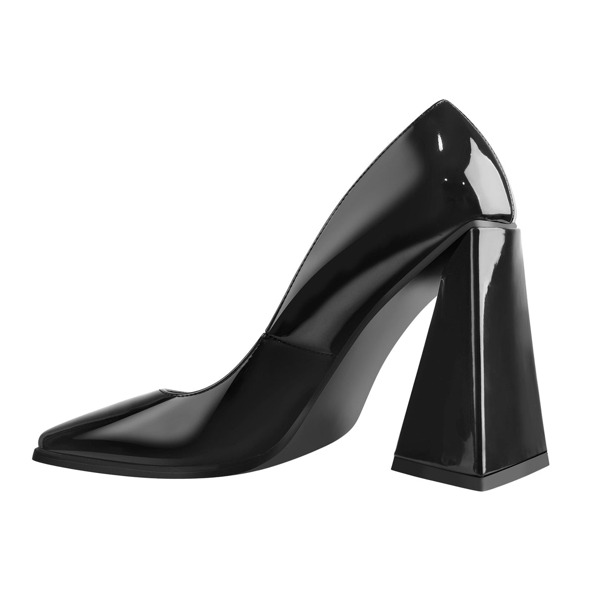 Square Toe Triangle Block High Heels Pumps | Onlymaker Everyday