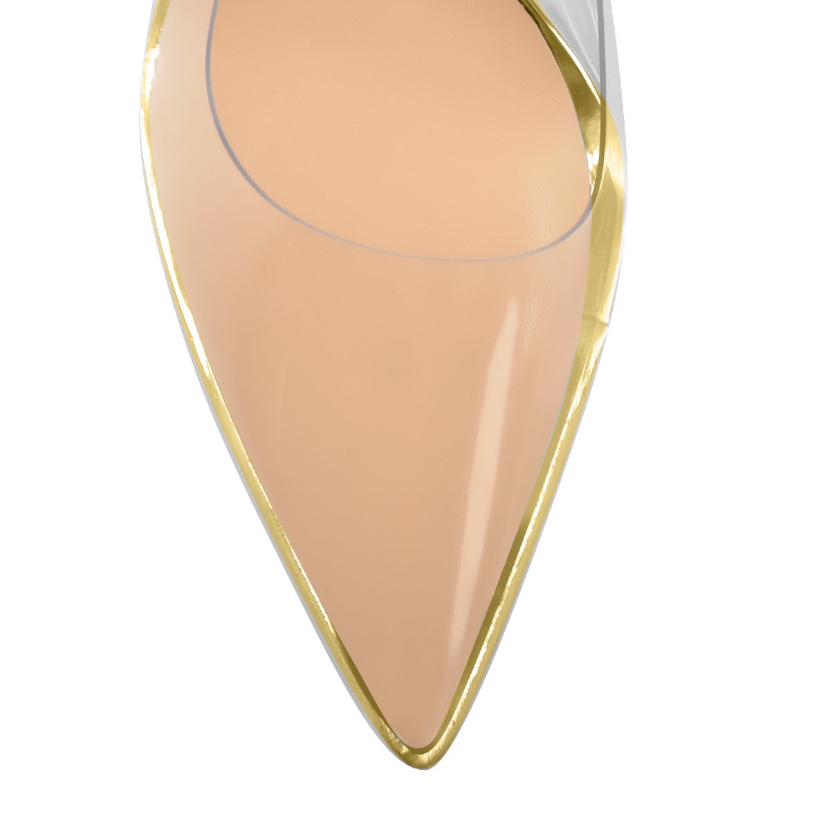 Transparent Pointed Toe Slip on Gold High Heel Stiletto Pumps | Onlymaker Best Seller