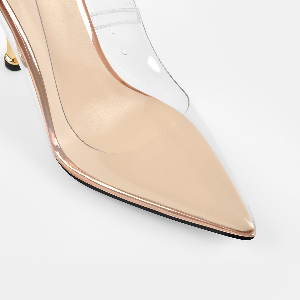 Clear Pointed Toe Metal Chain Lock High Metal Heels Stiletto Pumps | Onlymaker Signature
