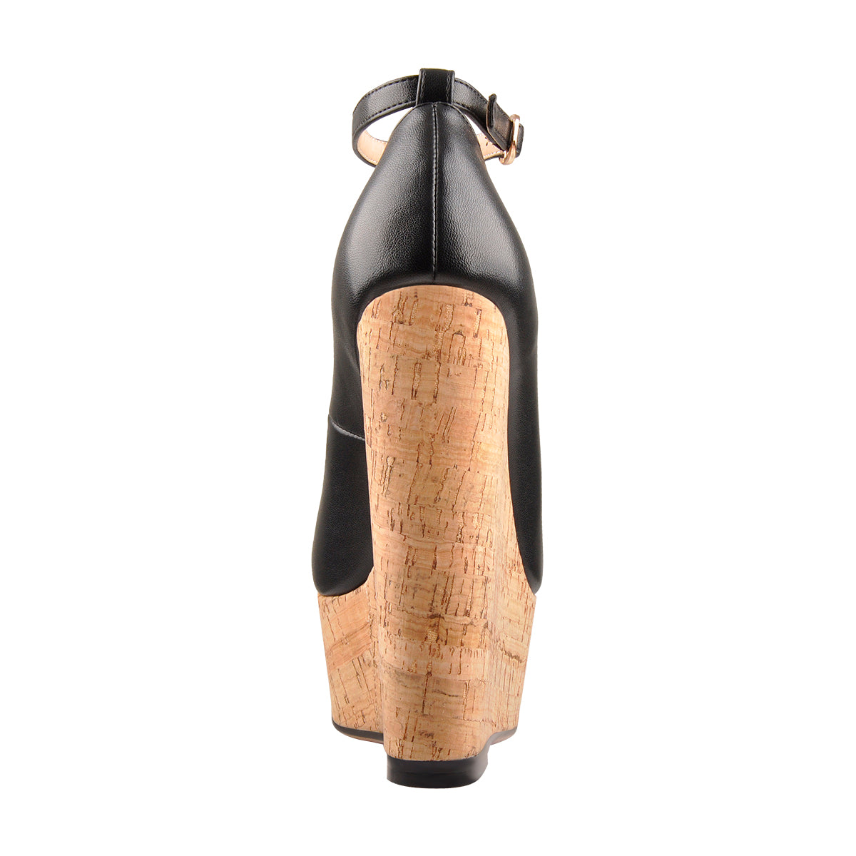 Wood Grain Platform Wedges Round Toe Buckle Strap Pumps | Onlymaker Customer Favorite