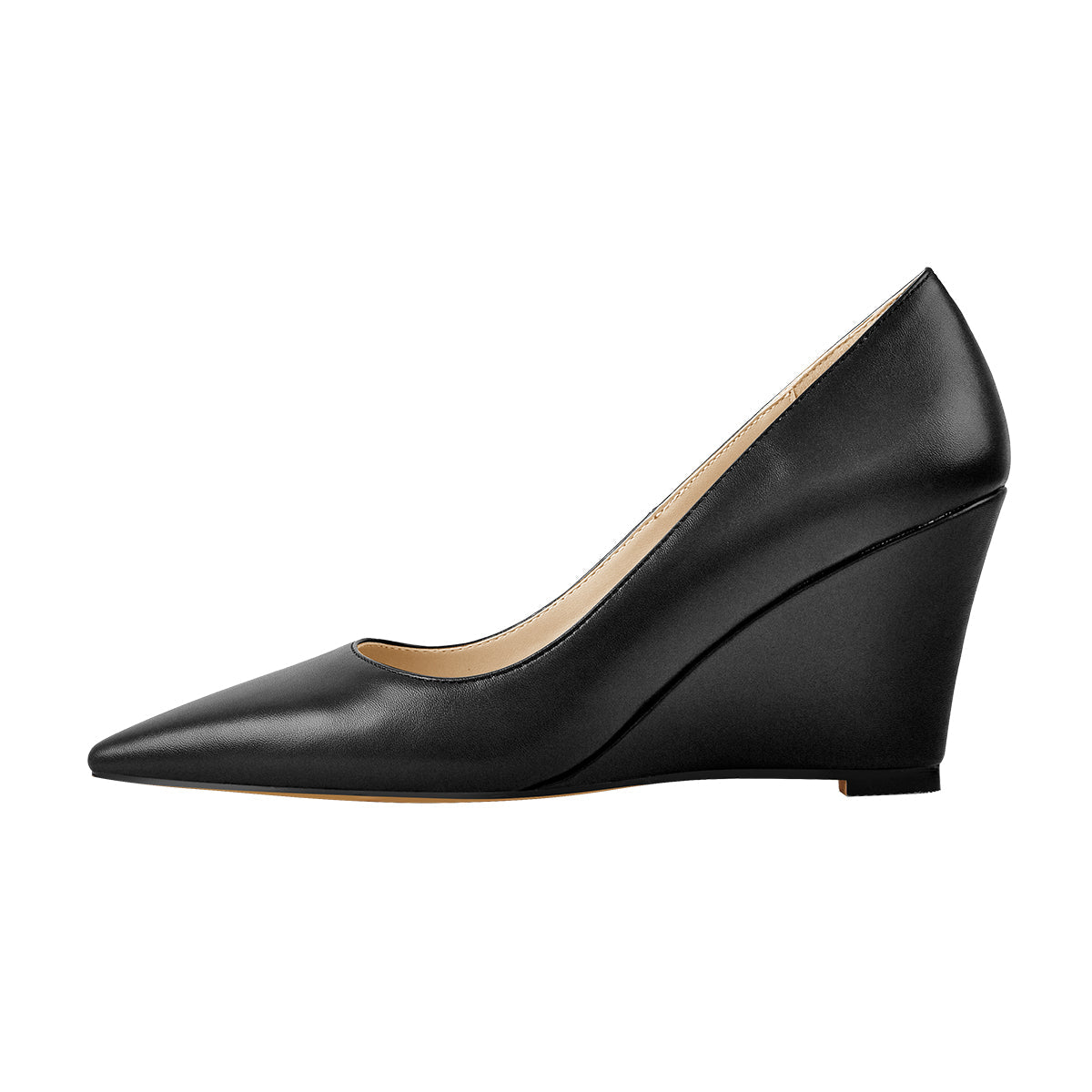 Black Pointed Toe Wedge High Heel Pumps | Onlymaker Best Price