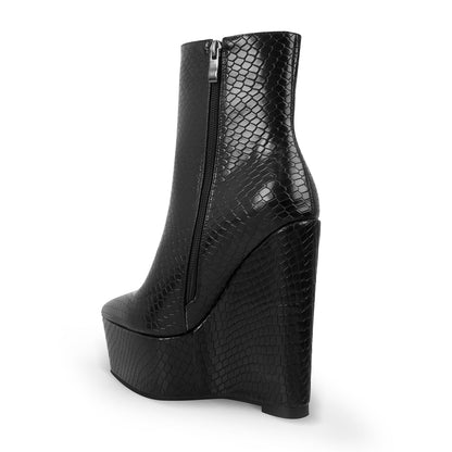 Platform Wedge High Heel Ankle Boots | Onlymaker Exclusive