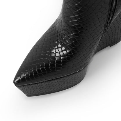 Platform Wedge High Heel Ankle Boots | Onlymaker Exclusive