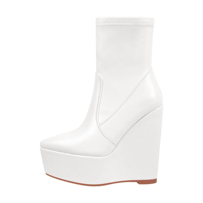 Wedge High Heel Platform Zip up Ankle Boots | Onlymaker Everyday