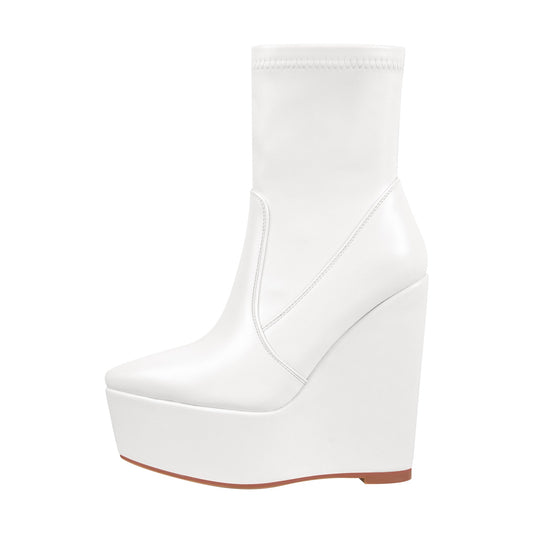 Wedge High Heel Platform Zip up Ankle Boots | Onlymaker Everyday