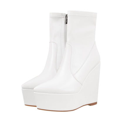 Wedge High Heel Platform Zip up Ankle Boots | Onlymaker Everyday