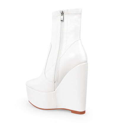 Wedge High Heel Platform Zip up Ankle Boots | Onlymaker Everyday