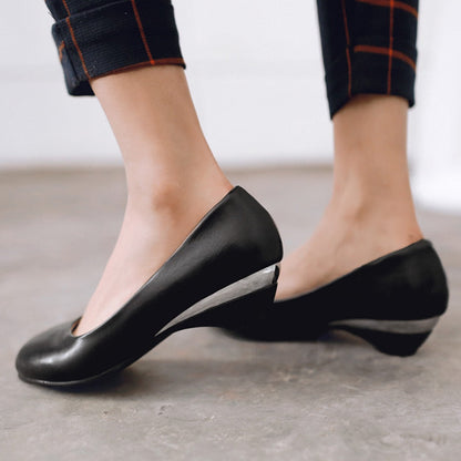 Round Toe Wedge Heel Daily Pumps | Onlymaker Top Pick