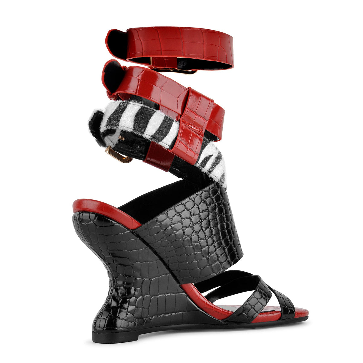 Stone Buckle Straps Wedge Heel Sandals | Onlymaker New