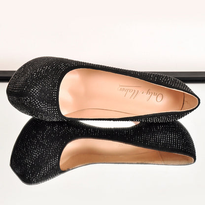 Black Platform Glitter Round Toe Stilettos Pumps | Onlymaker Essential