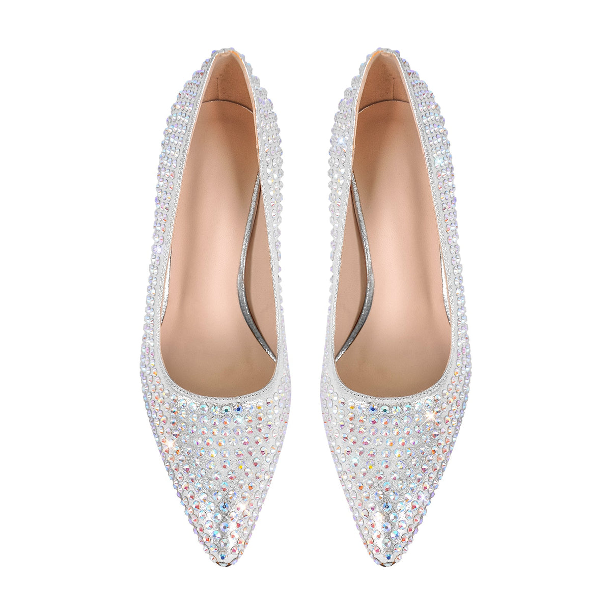 Rhinestone Pointed Toe Chunky Heel Pumps | Onlymaker Premium